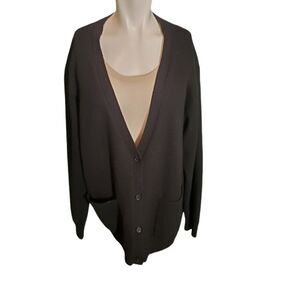 Aritzia Babaton Wool Cashmere Cardigan Sweater Heavyweight Sweater Black Sz 3/L
